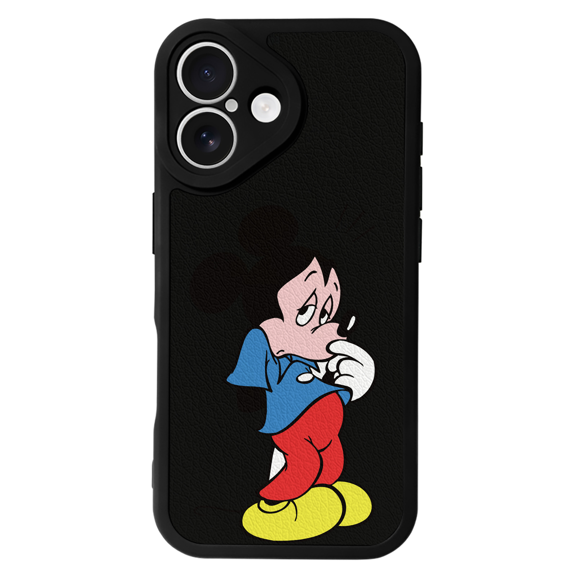 （画像用） ミッキーマウス Mickey Mouse 【iPhone 16シリーズ対応】シリコンスマホケース（レザー調） 材質：シリコン